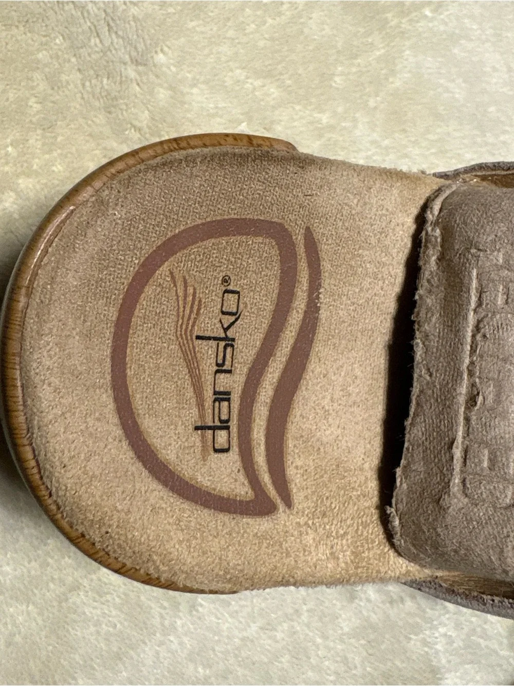 Dansko Double-Strap Wedge Sandals in Taupe Gray